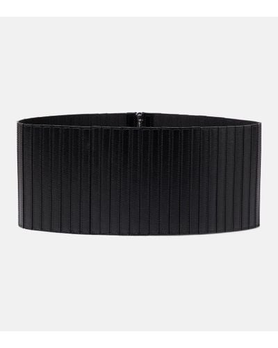 Alaïa Striped Corset Leather Belt - Black