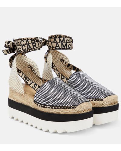 Stella McCartney Gaia Embellished Platform Espadrilles - Metallic