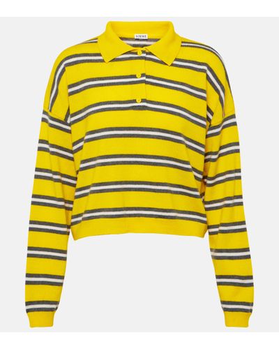 Loewe Stripe-pattern Long-sleeve Wool Jumper - Yellow