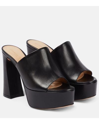 Gianvito Rossi Holly Leather Platform Mules - Black