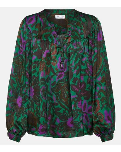 Velvet Bedruckte Bluse Reeve aus Satin - Grün