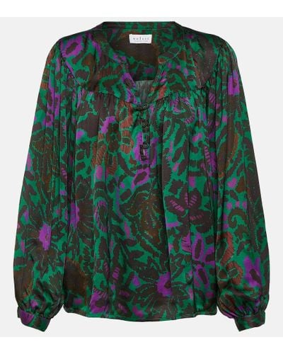 Velvet Reeve Printed Satin Blouse - Green