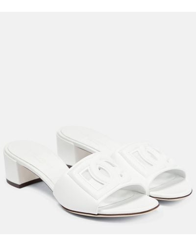 Dolce & Gabbana Mules DG en cuir - Blanc