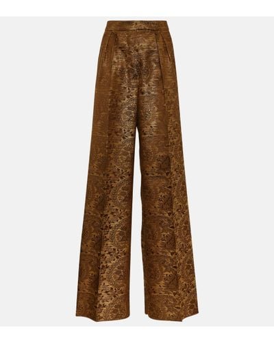 Max Mara Finire High-rise Jacquard Wide-leg Trousers - Brown