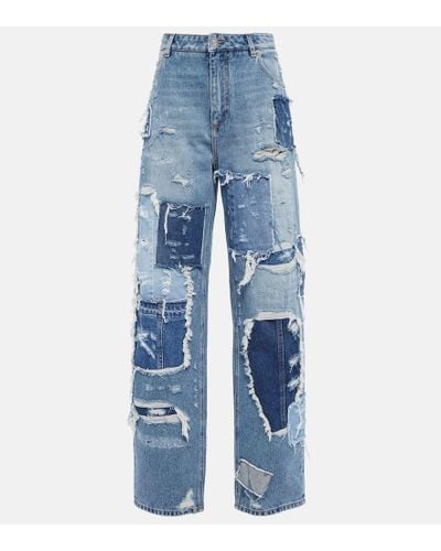 Dolce & Gabbana Jeans anchos con patchwork - Azul