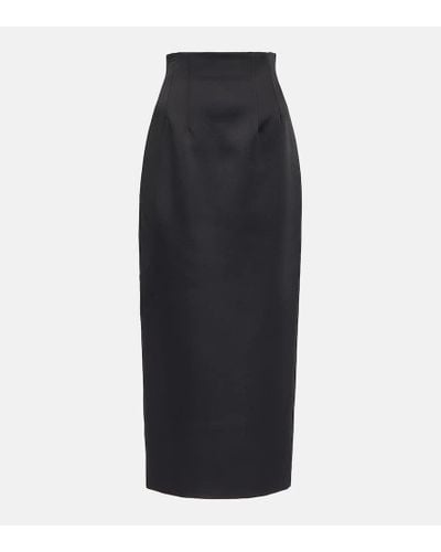 Khaite Loxley High-rise Satin Pencil Skirt - Black