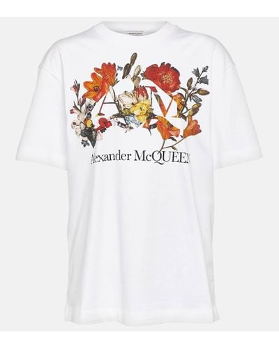 Alexander McQueen Floral Cotton Jersey T-shirt - White