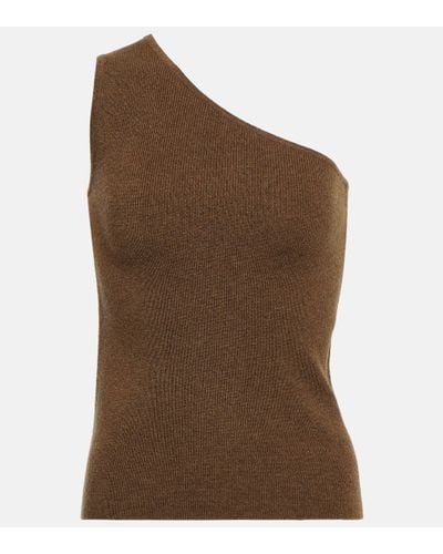 Max Mara Vetro One-shoulder Wool And Cashmere Top - Brown