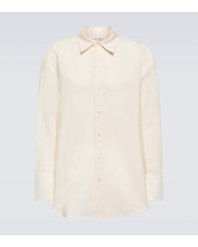 Saint Laurent Oversize-Hemd aus Faille - Weiß