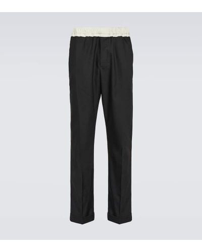 Wales Bonner Silk-trimmed Wool Pants - Black