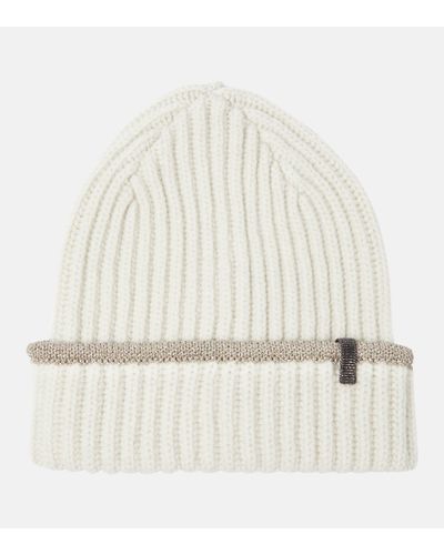 Brunello Cucinelli Ribbed-knit Cashmere Beanie - Natural