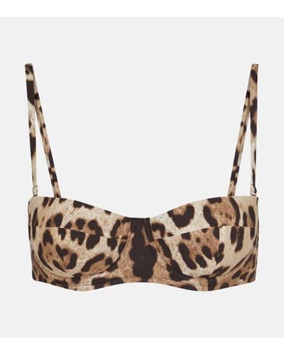 Dolce & Gabbana Top bikini con stampa leopardata - Marrone