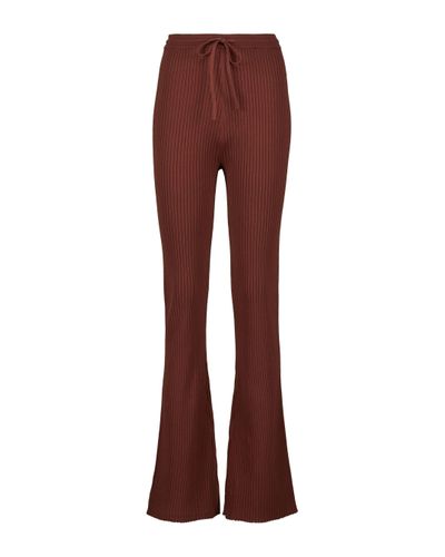 Nanushka Cornelie Ribbed-knit High-rise Trousers - Red