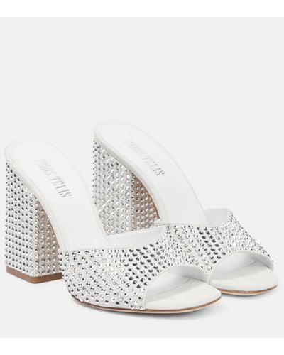 Paris Texas Holly Anja Embellished Suede Mules - White