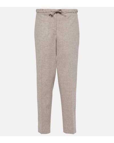Jil Sander Wool Cropped Straight Trousers - Grey