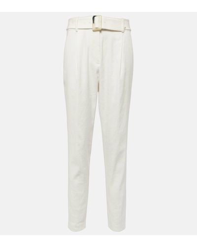Veronica Beard Sofia High-rise Linen-blend Tapered Trousers - White