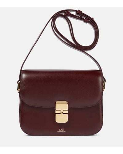 A.P.C. Schultertasche Grace Small aus Leder - Braun