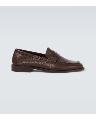 Manolo Blahnik Perry Leather Penny Loafers - Brown
