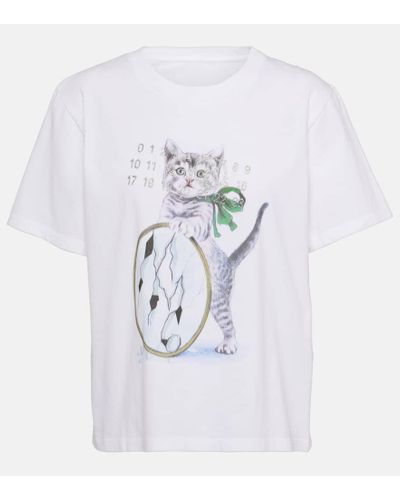 MM6 by Maison Martin Margiela T-shirt in jersey di cotone con stampa - Bianco