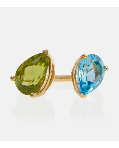PERSÉE Persee 18kt Gold Ring With Topaz And Peridot - Blue