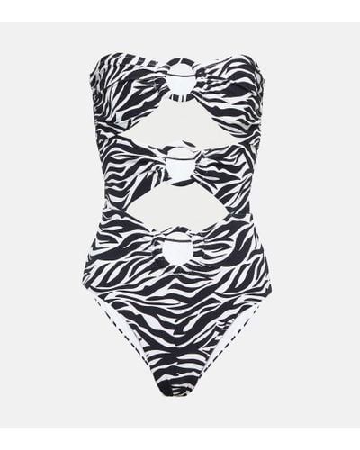 Alexandra Miro Anya Zebra-print Cutout Swimsuit - White