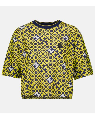 3 MONCLER GRENOBLE Camiseta cropped de algodon - Amarillo