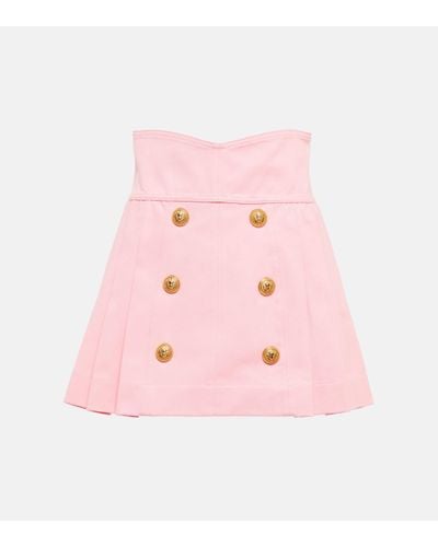 Balmain Cotton Miniskirt - Pink
