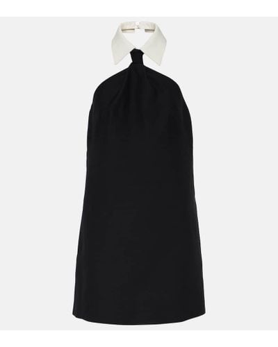 Valentino Vestido corto de lana y seda crepé - Negro