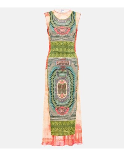 Jean Paul Gaultier Printed Tulle Maxi Dress - Green
