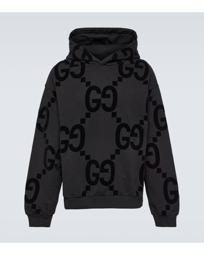 Gucci Sweat-shirt En Polaire De Coton Avec Imprimé GG Floqué - Noir
