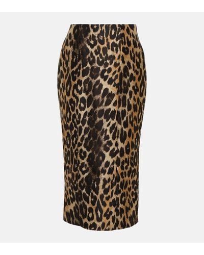 Balmain Jupe crayon a taille haute et motif leopard - Neutre