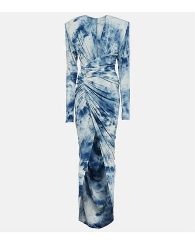 Alexandre Vauthier Tie-dye Printed Draped Maxi Dress - Blue