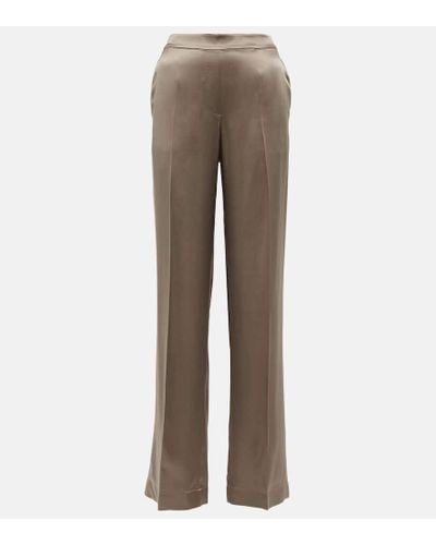 JOSEPH Tova High-rise Silk Satin Pants - Gray