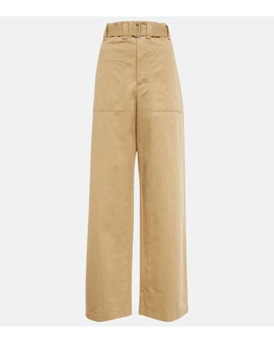Lemaire Pantalon ample a taille haute en coton et lin - Neutre