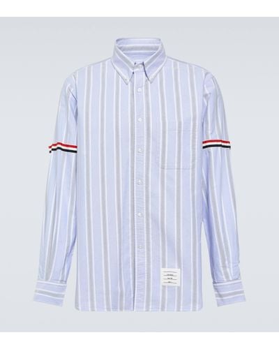 Thom Browne Striped Cotton Shirt - Blue