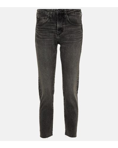 AG Jeans Jeans ajustados Girlfriend de tiro medio - Gris
