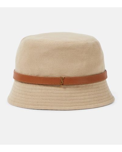 Saint Laurent Cassandre Canvas Bucket Hat - Natural