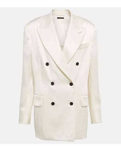 Tom Ford Double-breasted Satin Blazer - White