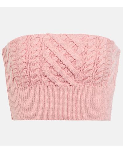 Emilia Wickstead Bimba Wool Cropped Bustier - Pink