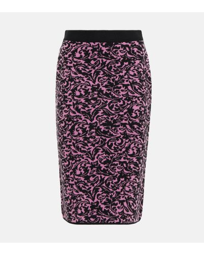 Dries Van Noten Jacquard Wool-blend Pencil Skirt - Purple