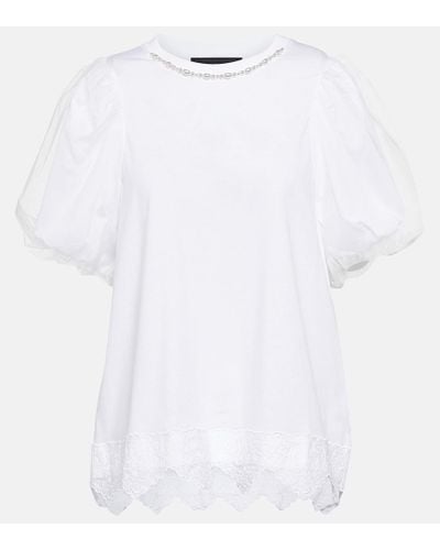 Simone Rocha Camiseta de algodon adornada - Blanco