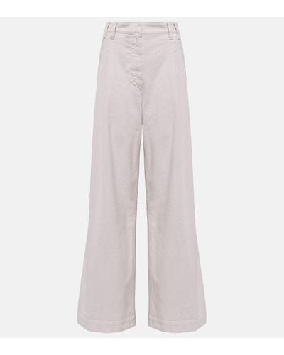 Brunello Cucinelli Pleated Wide-leg Cotton Poplin Trousers - White