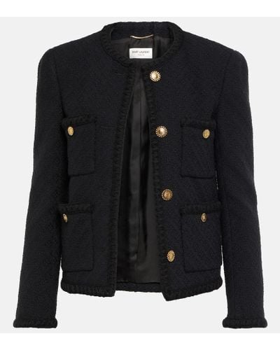 Saint Laurent Wool-tweed Jacket - Black