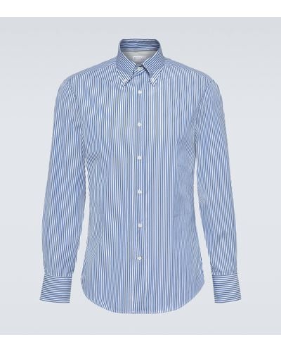 Brunello Cucinelli Striped Cotton Shirt - Blue