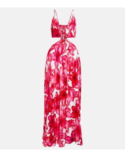 Alexandra Miro Colette Floral Cutout Maxi Dress - Red