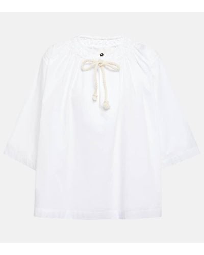 Jil Sander Pleated Cotton Top - White