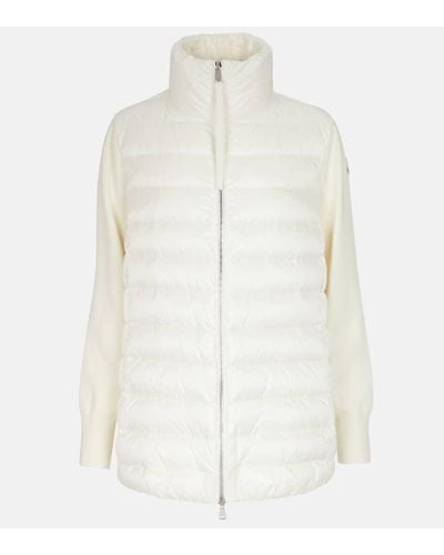 Moncler Cardigan in lana vergine con imbottitura - Bianco