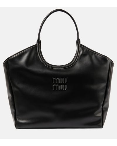 Miu Miu Ivy Leather Tote Bag - Black