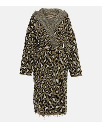 Alanui Cappotto Leopard in jacquard misto lana - Verde