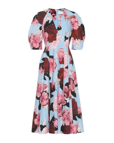 Erdem Cressida Floral Cotton-poplin Dress - Multicolour